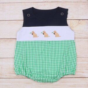 Boutique Embroidered Duck Hunting Dog Baby Boys Romper Jumpsuit
